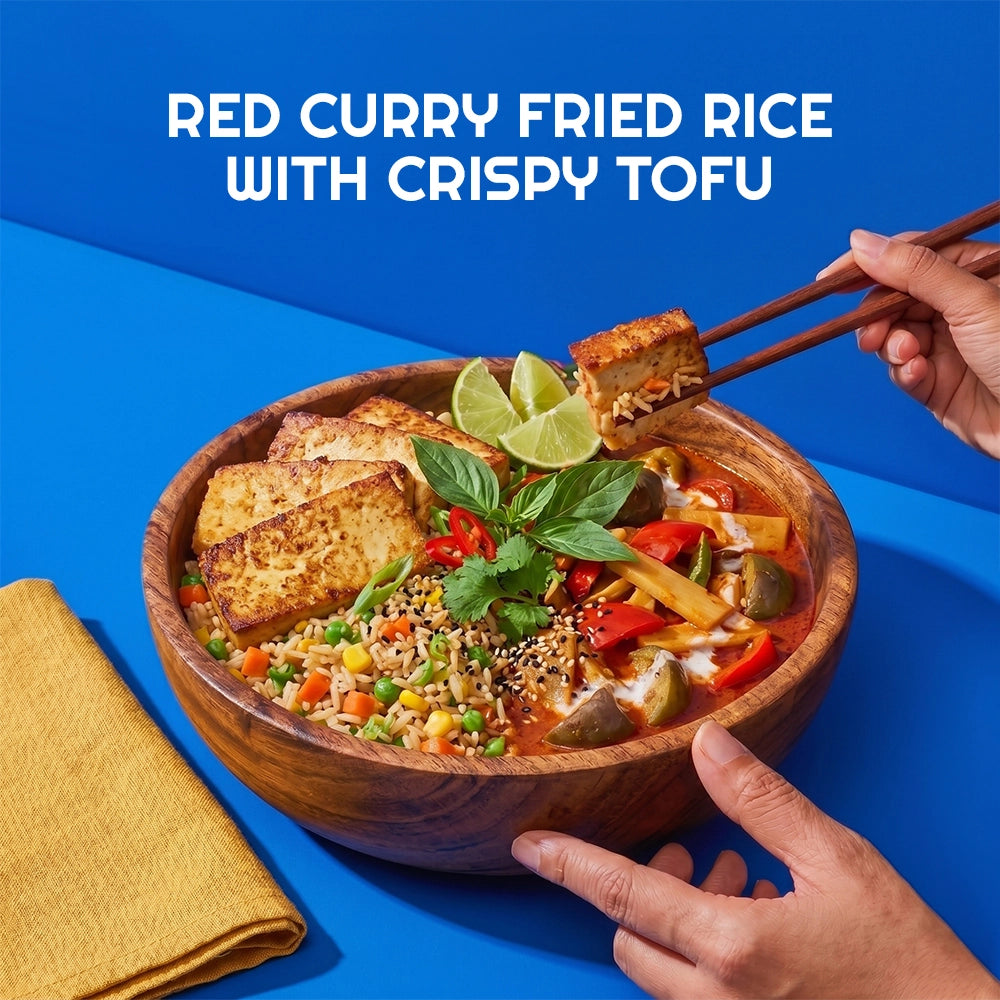 Red Curry Fried Rice with Crispy Tofu