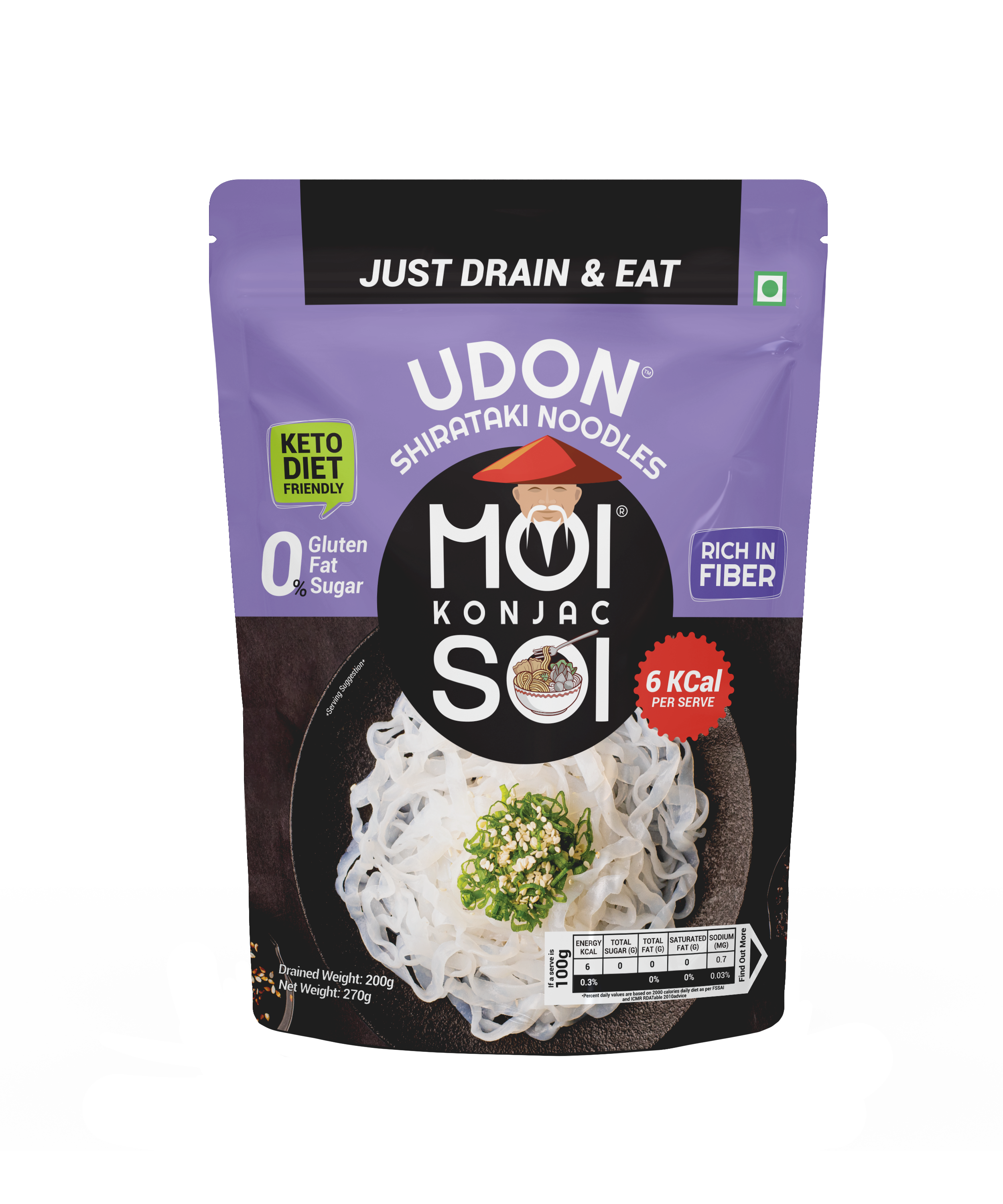 Udon Shirataki Noodles, Front side