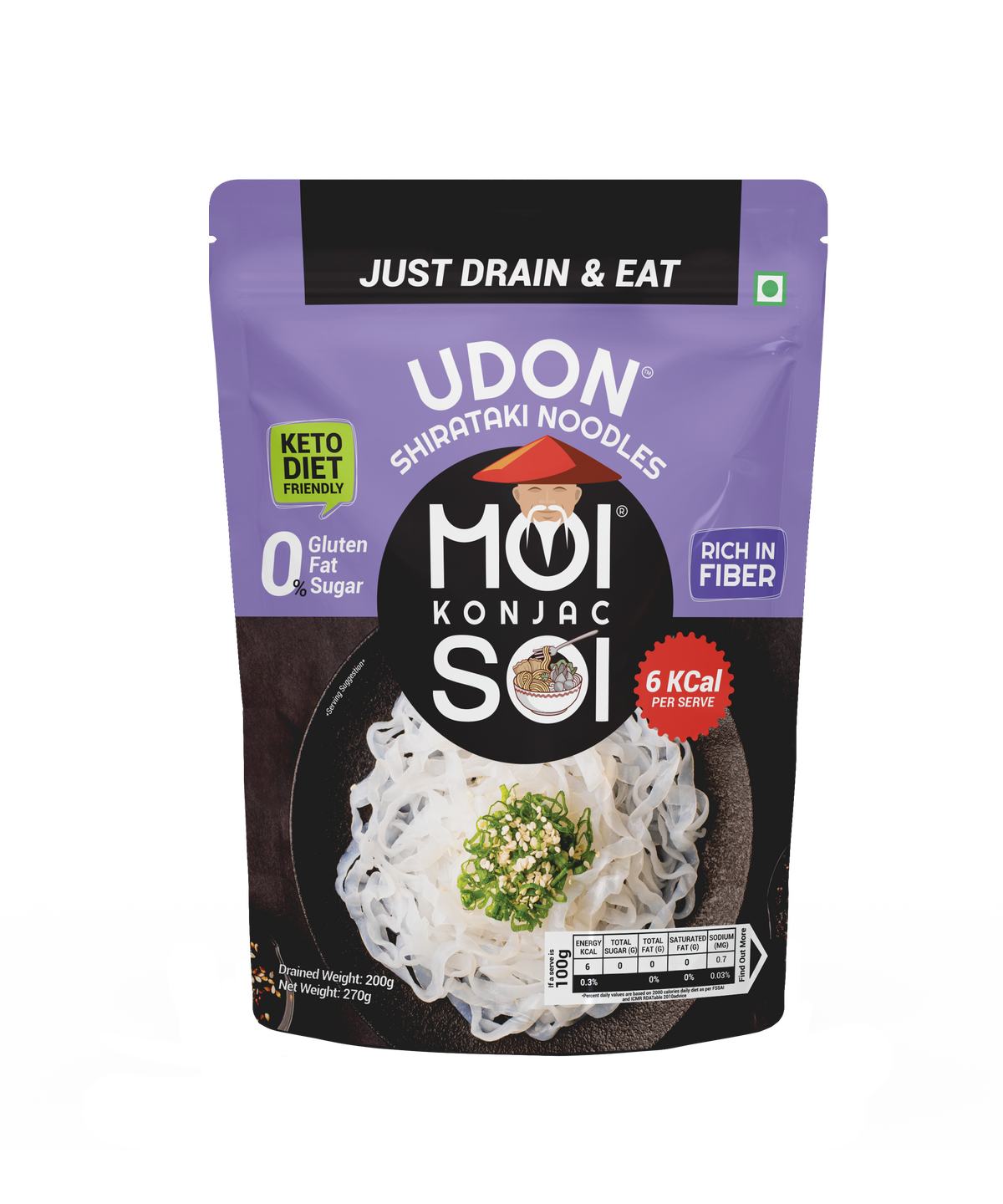Udon Shirataki Noodles, Front side