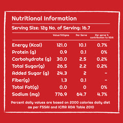 Tomato Ketchup, Nutritional Information