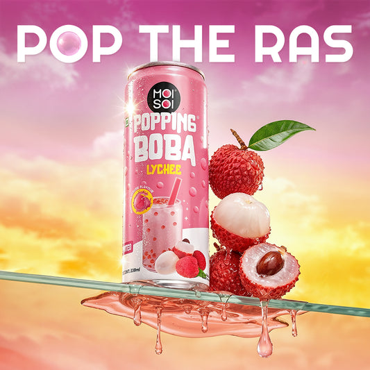 Moi Soi Popping Boba with Lychee fruit drink