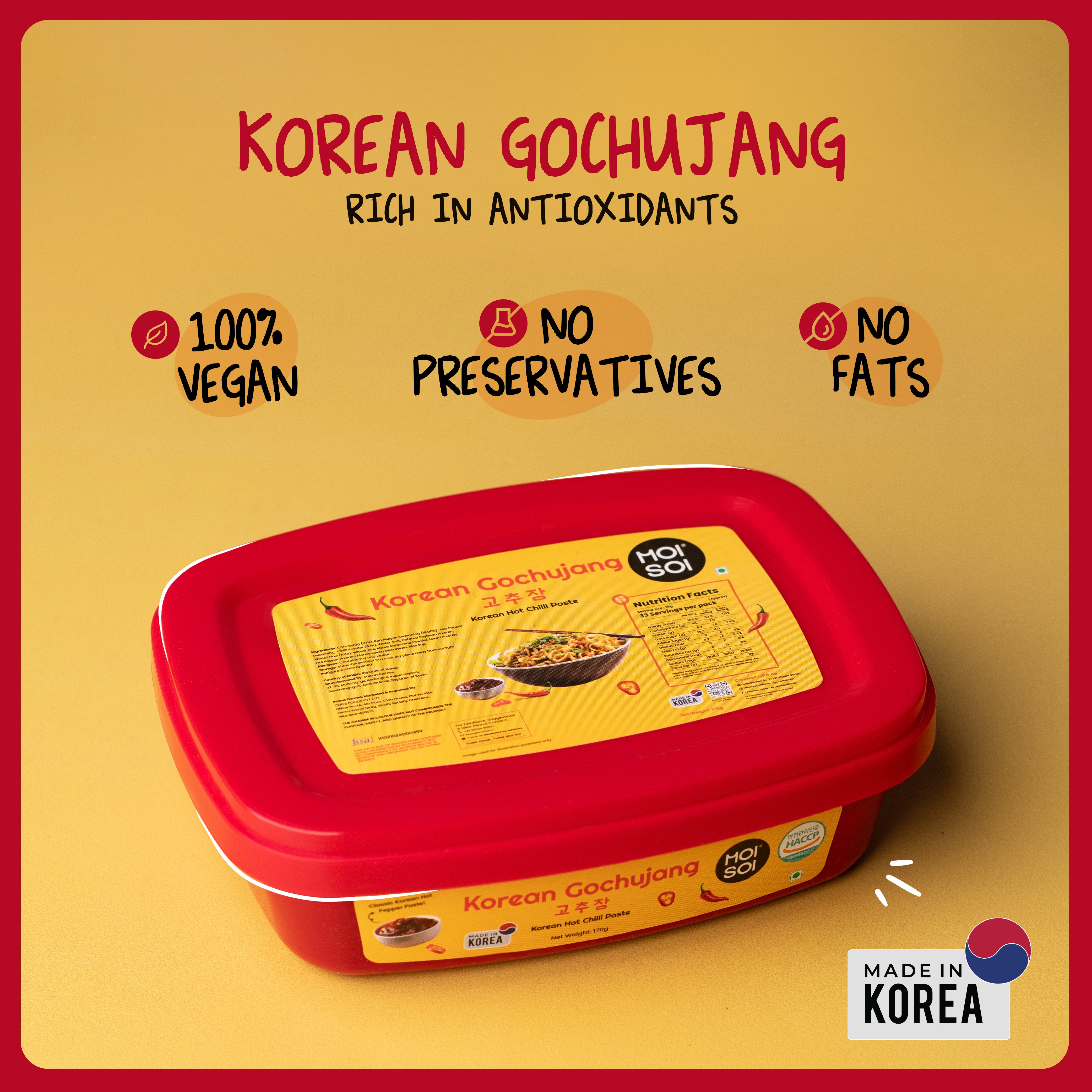 Korean Gochujang, 100% Vegan