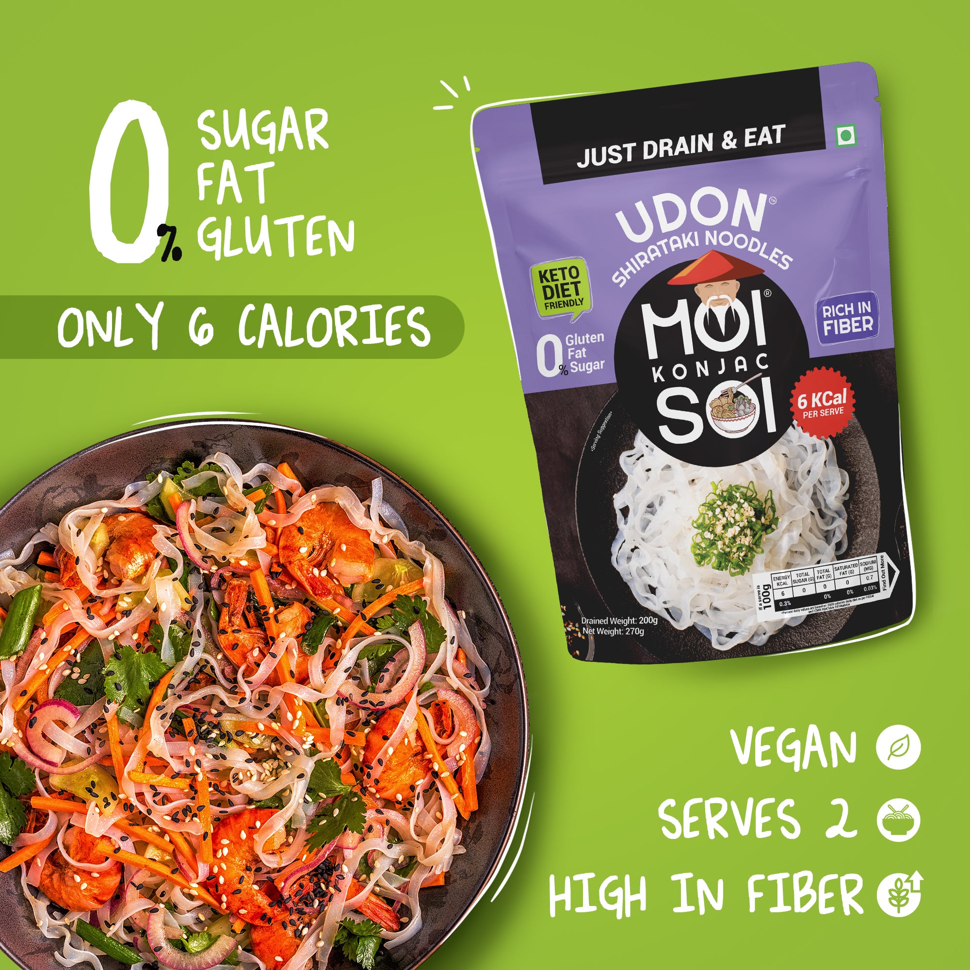 Udon Shirataki Noodles, Vegan, No Fat & low-calorie