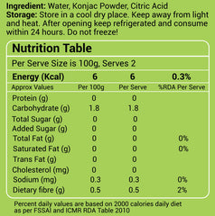 Udon Shirataki Noodles, Nutritional Information